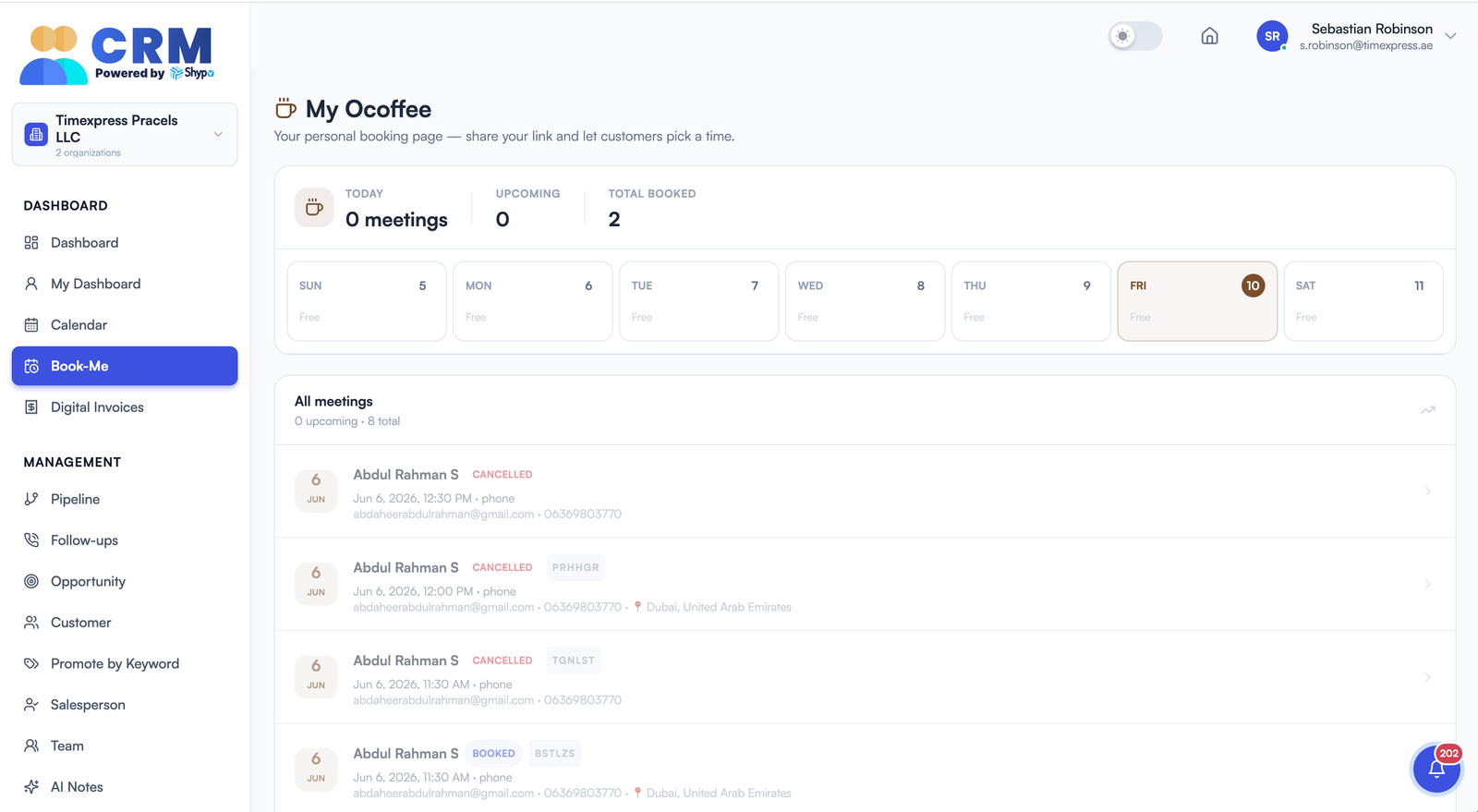Book-Me booking page